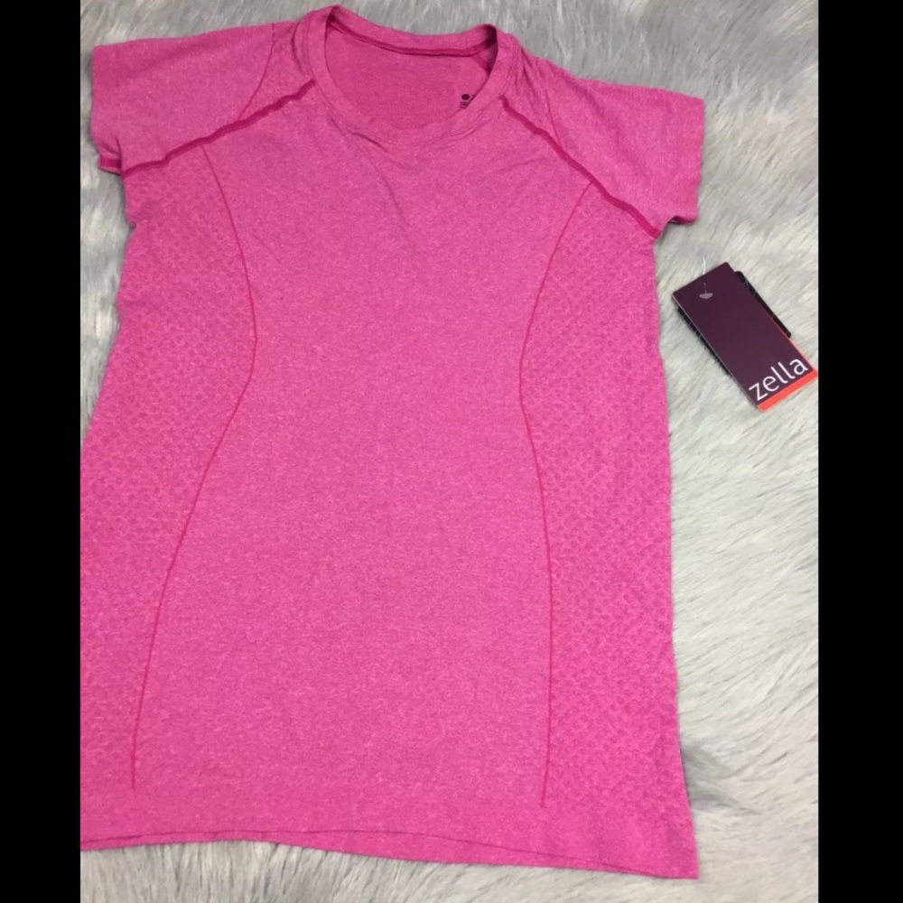 Zella Heathered Pink Seamless Slim Shirt L Tall
